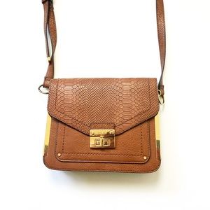 Aldo Brown Pleather Cross Body Bag. Gently used with some tarnishing on hardware